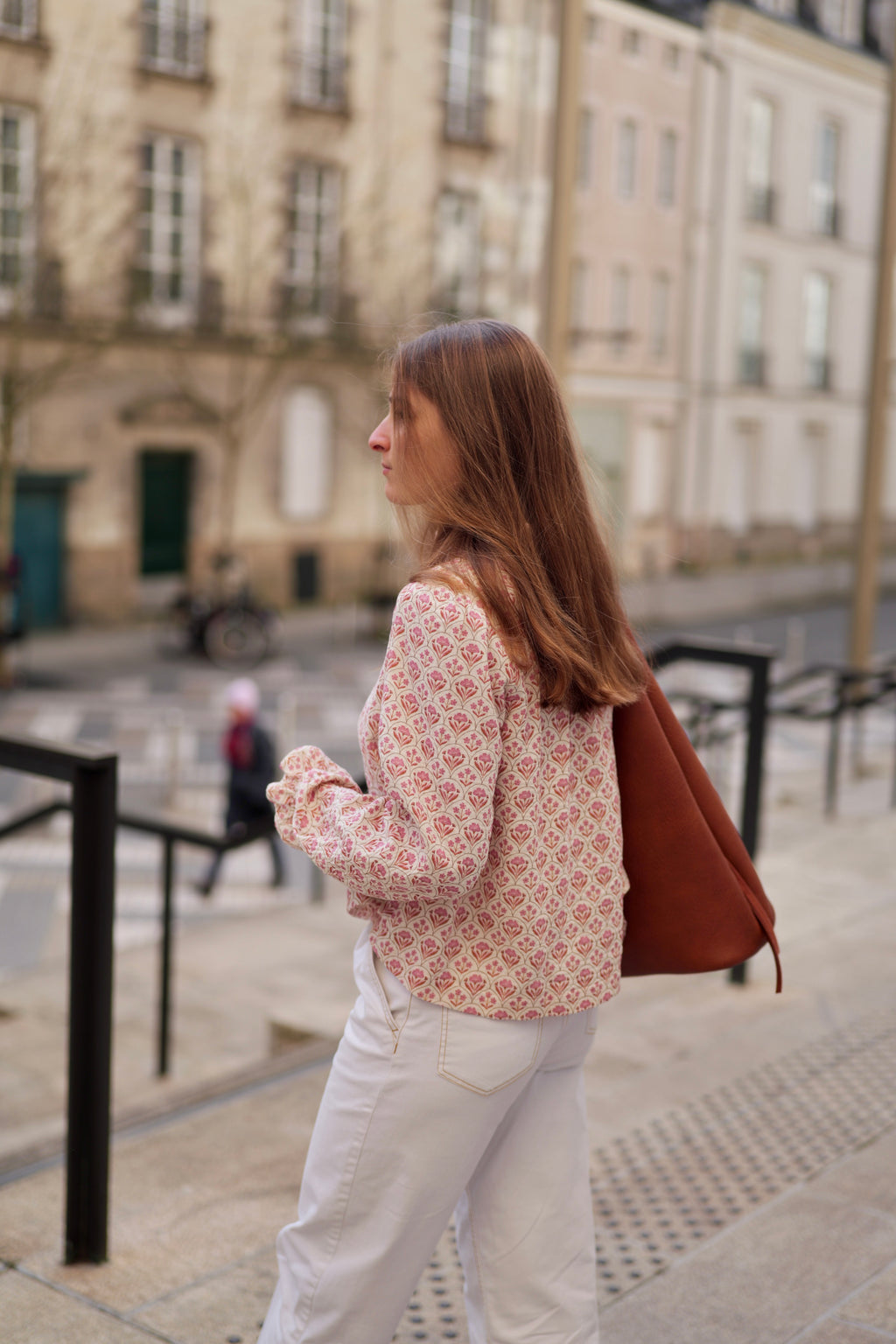 Blouse ALMA vue de dos manches longues double gaze coton biologique