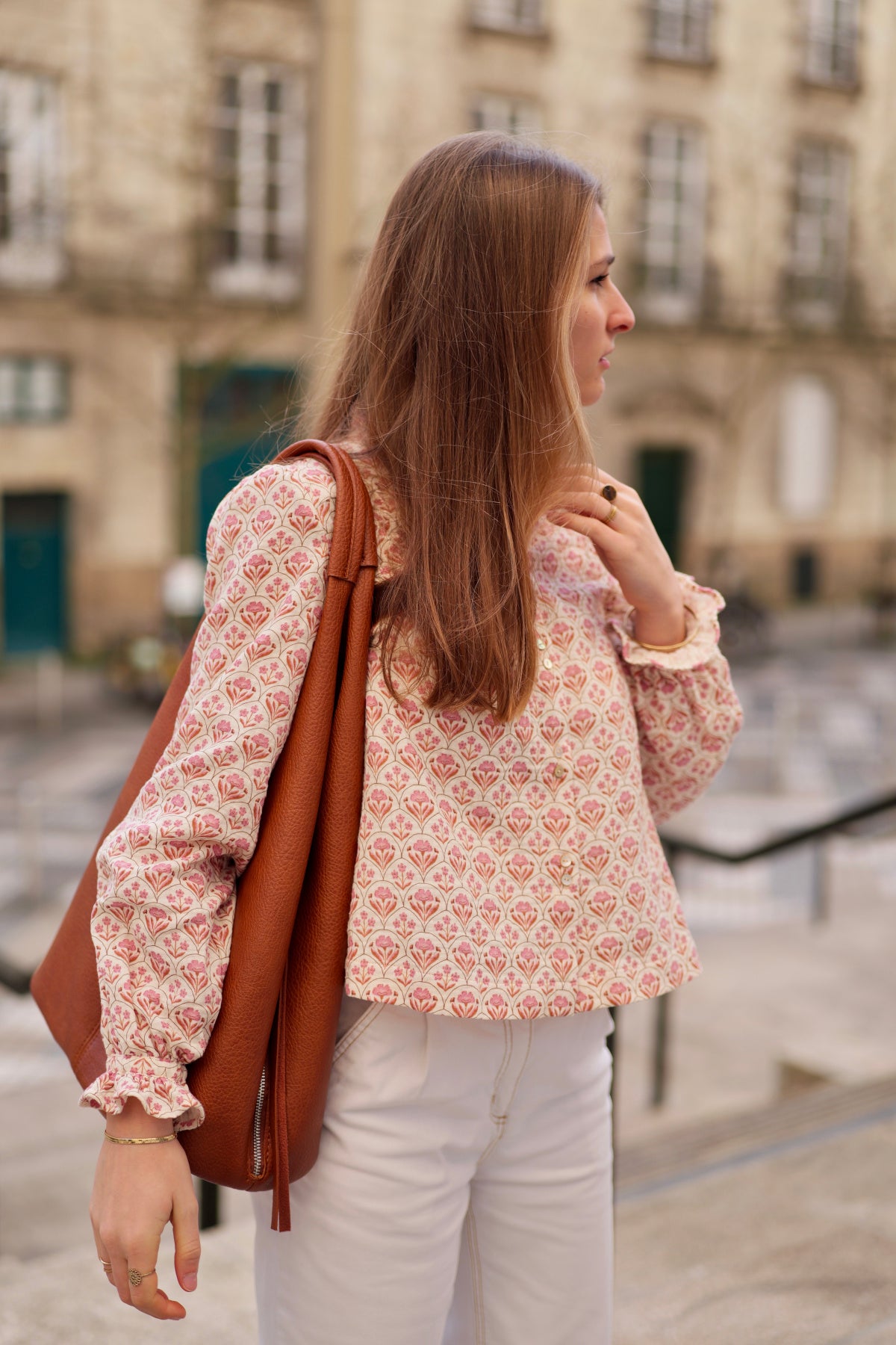 Blouse ALMA femme manches longues double gaze coton biologique motif indien Demoiselles Chéries