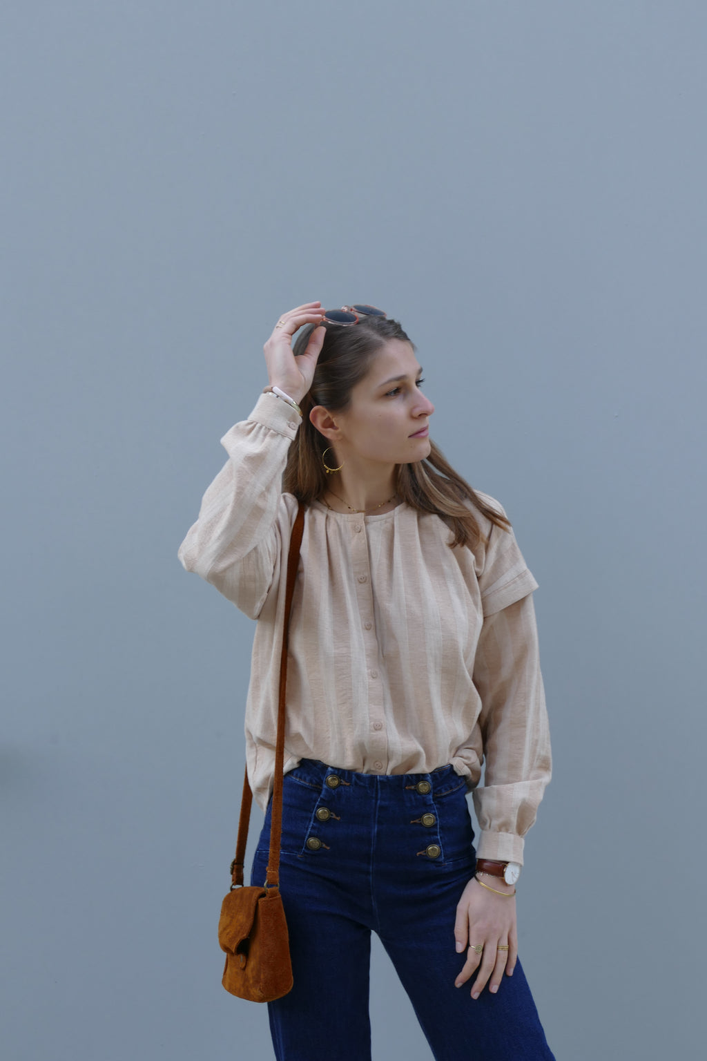 Détail des manches longues blouse Lily Dream double gaze