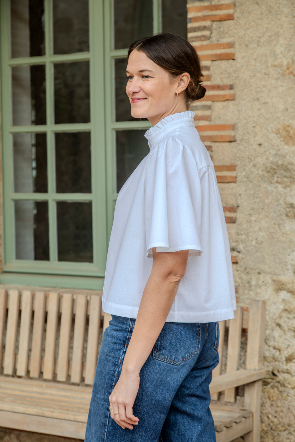 Blouse ALMA blanche portée silhouette femme