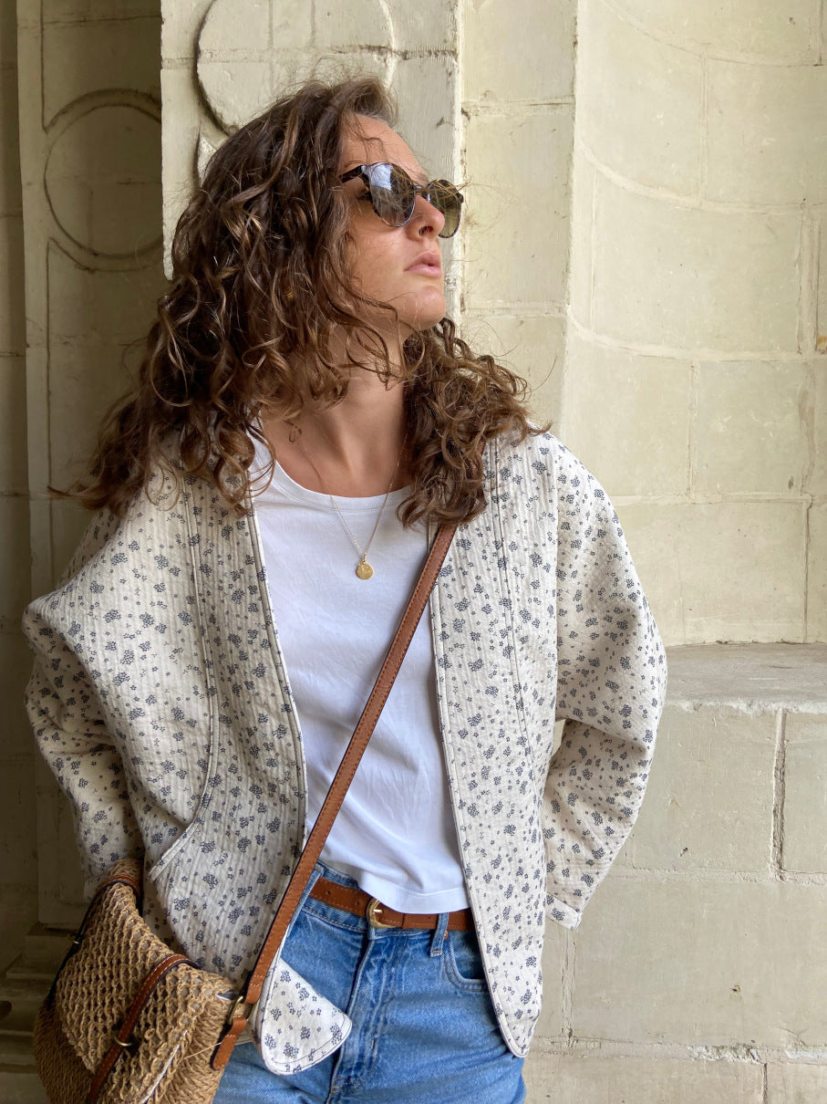 veste oversize matelassée fleurie tenue femme chic