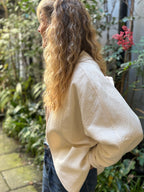 veste oversize femme matelassé beige portée profil