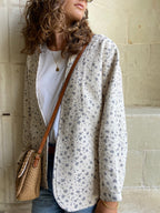veste oversize matelassée fleurie femme  portée  face